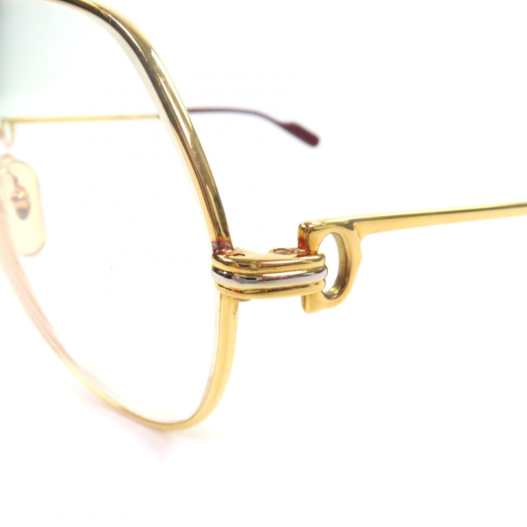 Great Cartier Glasses Trinity Two-bridge logo Metal gold ー mens
