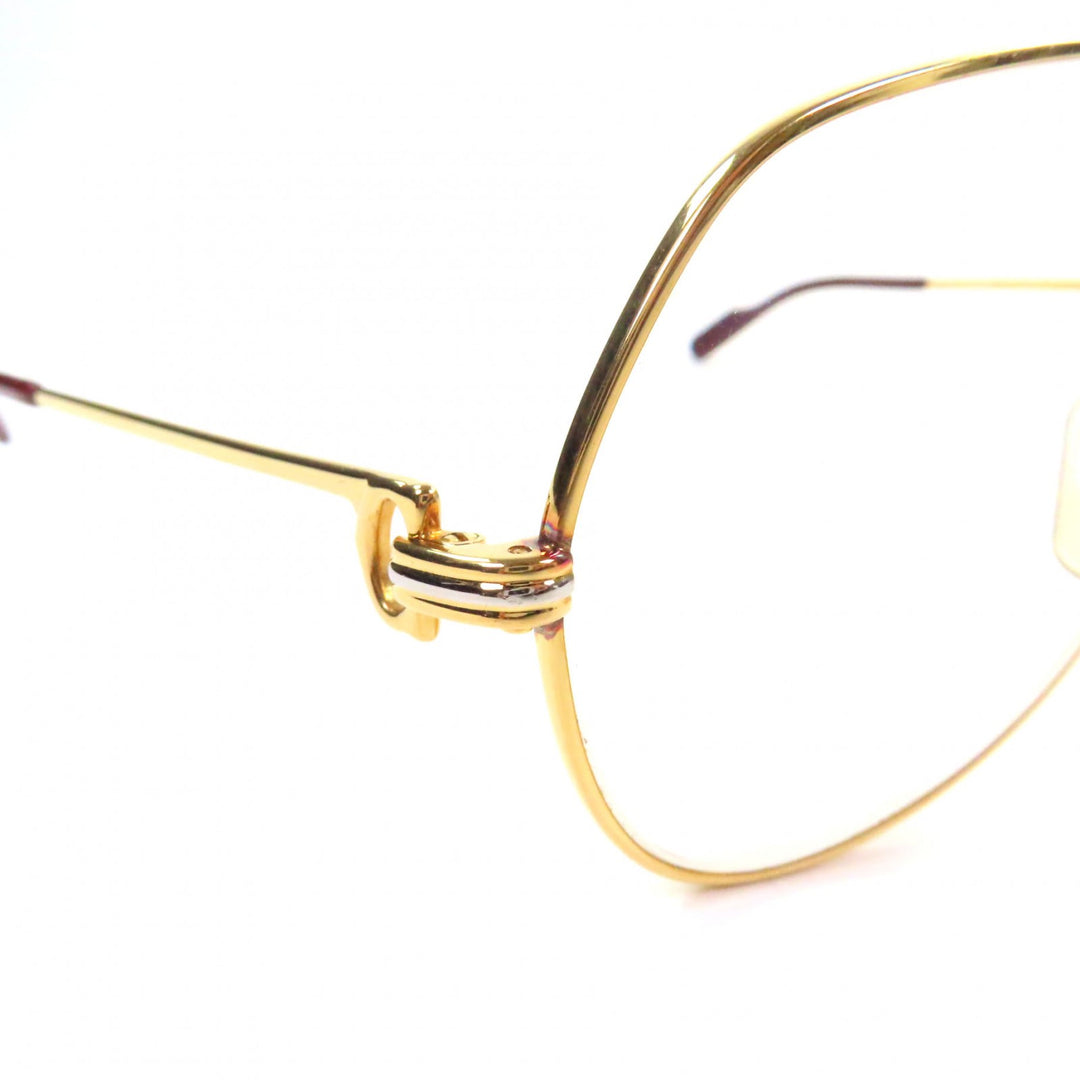 Great Cartier Glasses Trinity Two-bridge logo Metal gold ー mens