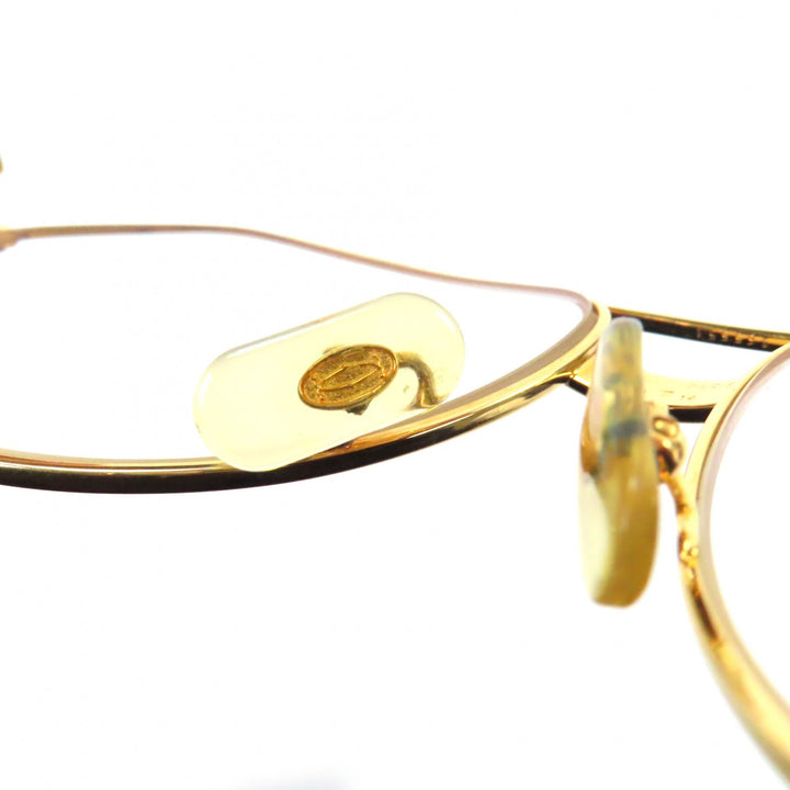 Great Cartier Glasses Trinity Two-bridge logo Metal gold ー mens