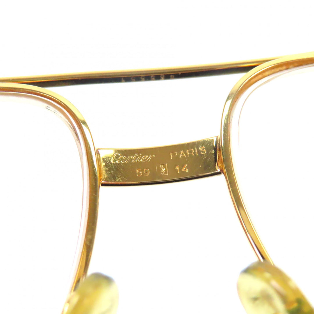 Great Cartier Glasses Trinity Two-bridge logo Metal gold ー mens