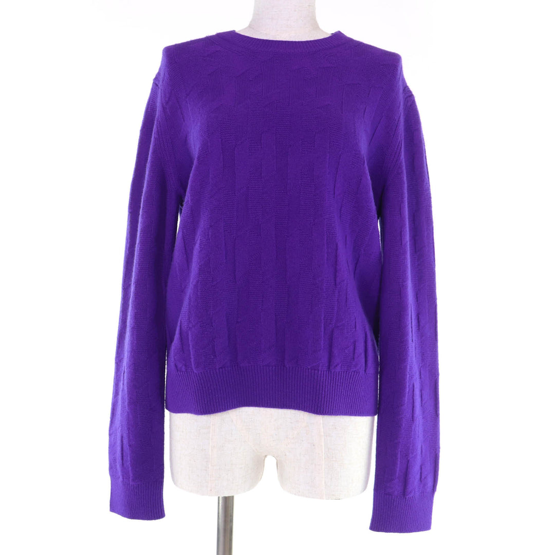 Excellent HERMES knit H motif long sleeve purple wool Women 42 3H2617D4