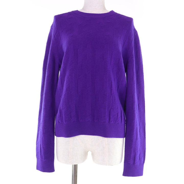Excellent HERMES knit H motif long sleeve purple wool Women 42 3H2617D4
