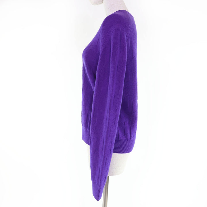 Excellent HERMES knit H motif long sleeve purple wool Women 42 3H2617D4