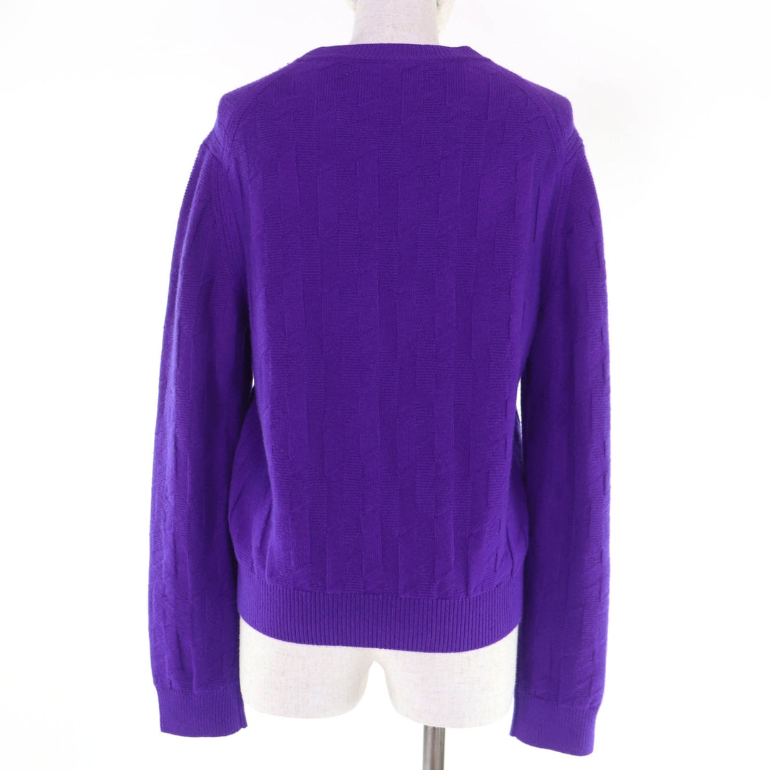Excellent HERMES knit H motif long sleeve purple wool Women 42 3H2617D4