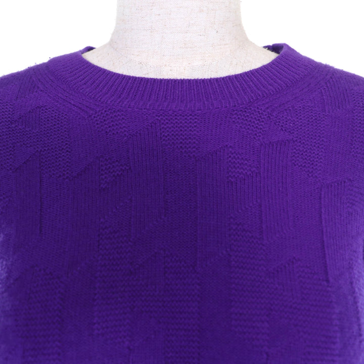 Excellent HERMES knit H motif long sleeve purple wool Women 42 3H2617D4