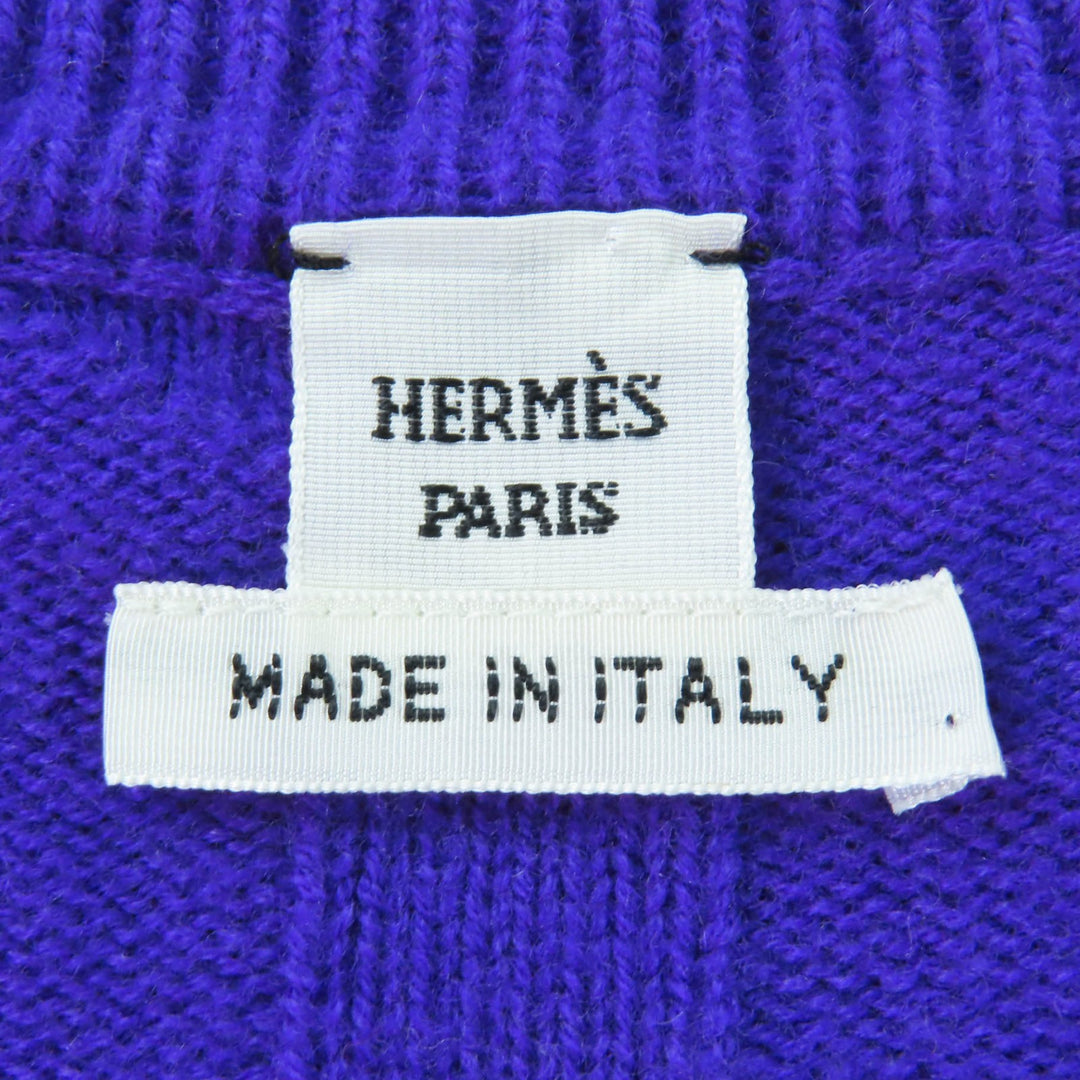 Excellent HERMES knit H motif long sleeve purple wool Women 42 3H2617D4