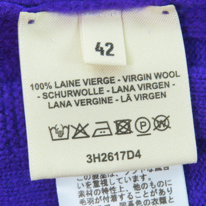 Excellent HERMES knit H motif long sleeve purple wool Women 42 3H2617D4