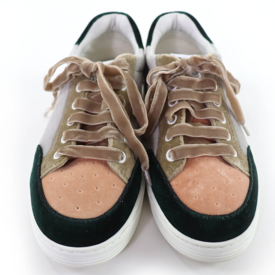 Great CHANEL Low cut sneakers Logo lace-up velvet multicolor Women 37 G36295