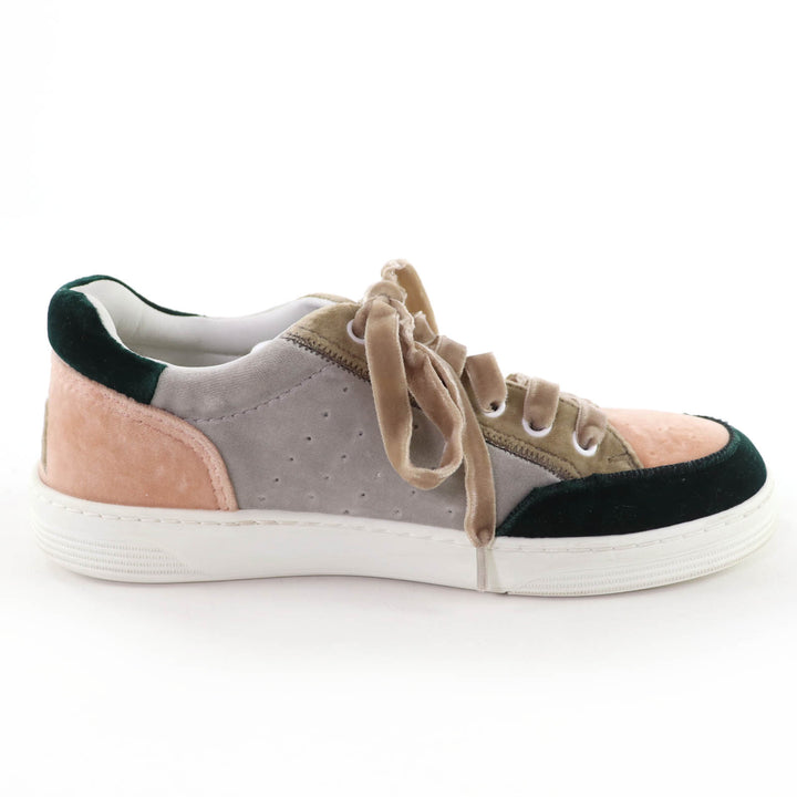 Great CHANEL Low cut sneakers Logo lace-up velvet multicolor Women 37 G36295