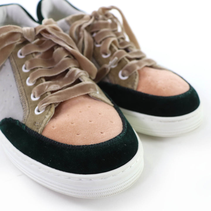 Great CHANEL Low cut sneakers Logo lace-up velvet multicolor Women 37 G36295