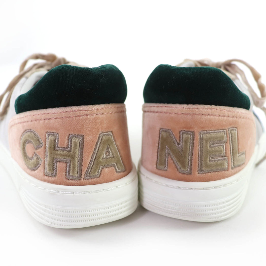 Great CHANEL Low cut sneakers Logo lace-up velvet multicolor Women 37 G36295