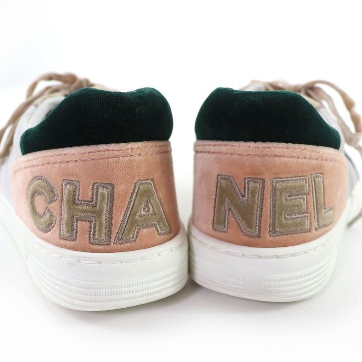 Great CHANEL Low cut sneakers Logo lace-up velvet multicolor Women 37 G36295