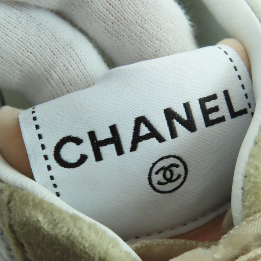 Great CHANEL Low cut sneakers Logo lace-up velvet multicolor Women 37 G36295