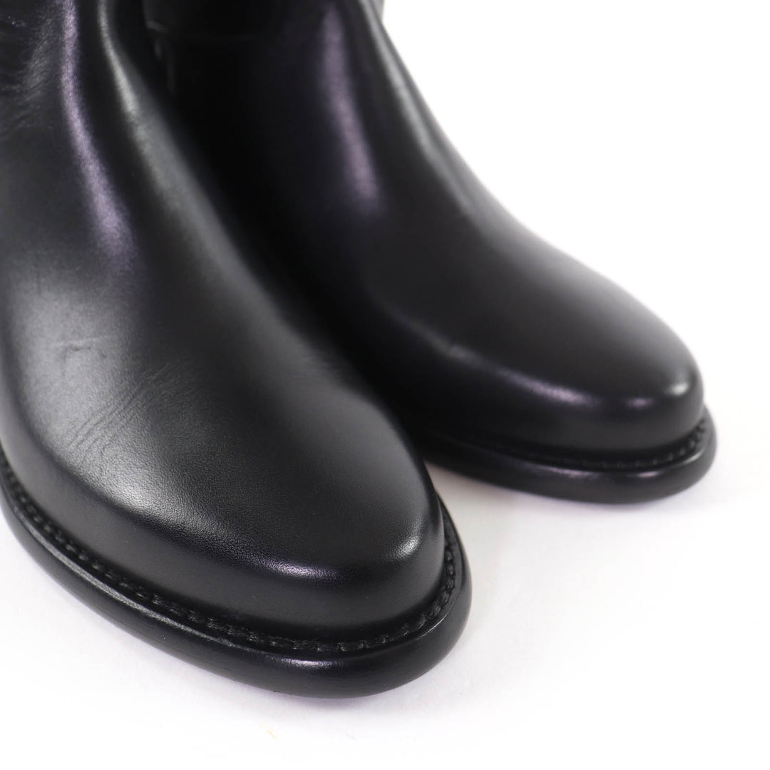 Excellent LOUIS VUITTON Knee-high boots LV logo leather black leather Women 36