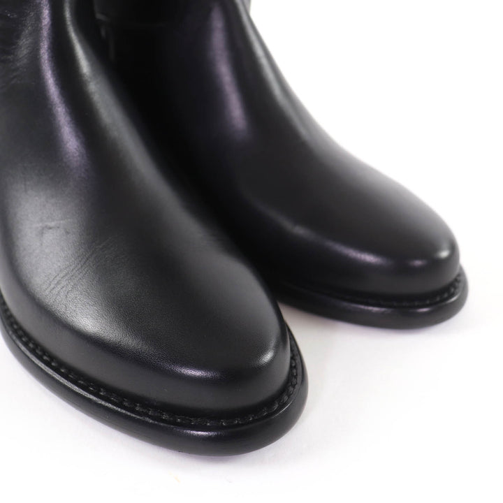 Excellent LOUIS VUITTON Knee-high boots LV logo leather black leather Women 36