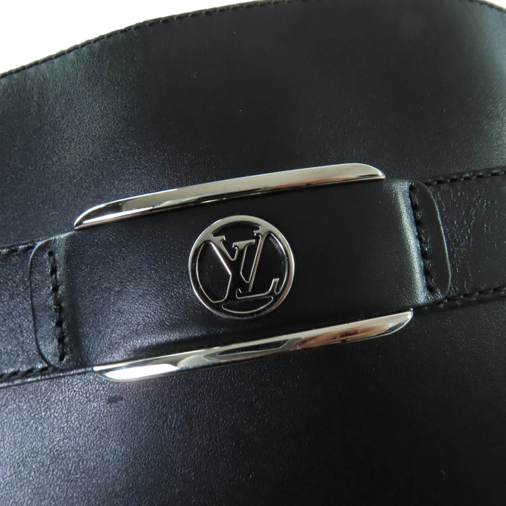 Excellent LOUIS VUITTON Knee-high boots LV logo leather black leather Women 36