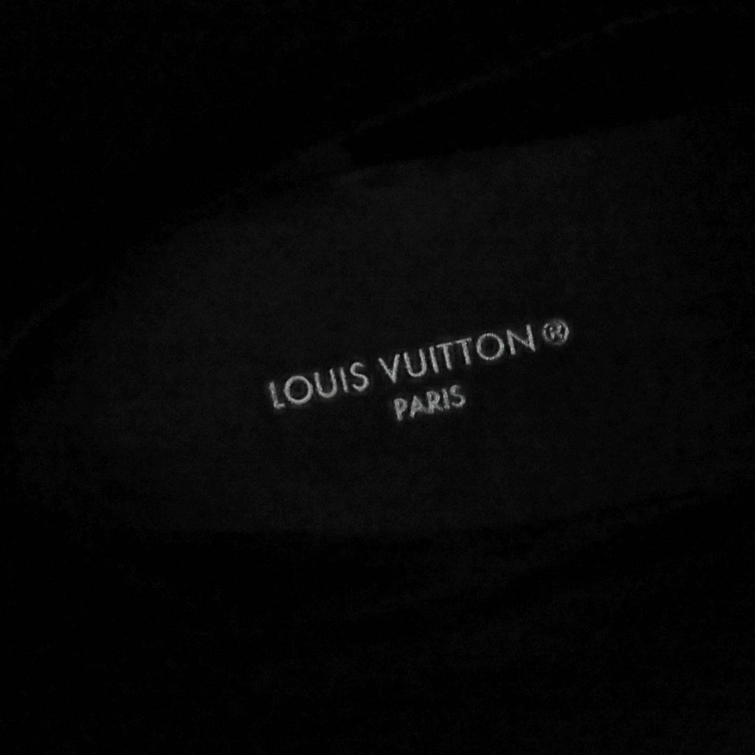 Excellent LOUIS VUITTON Knee-high boots LV logo leather black leather Women 36