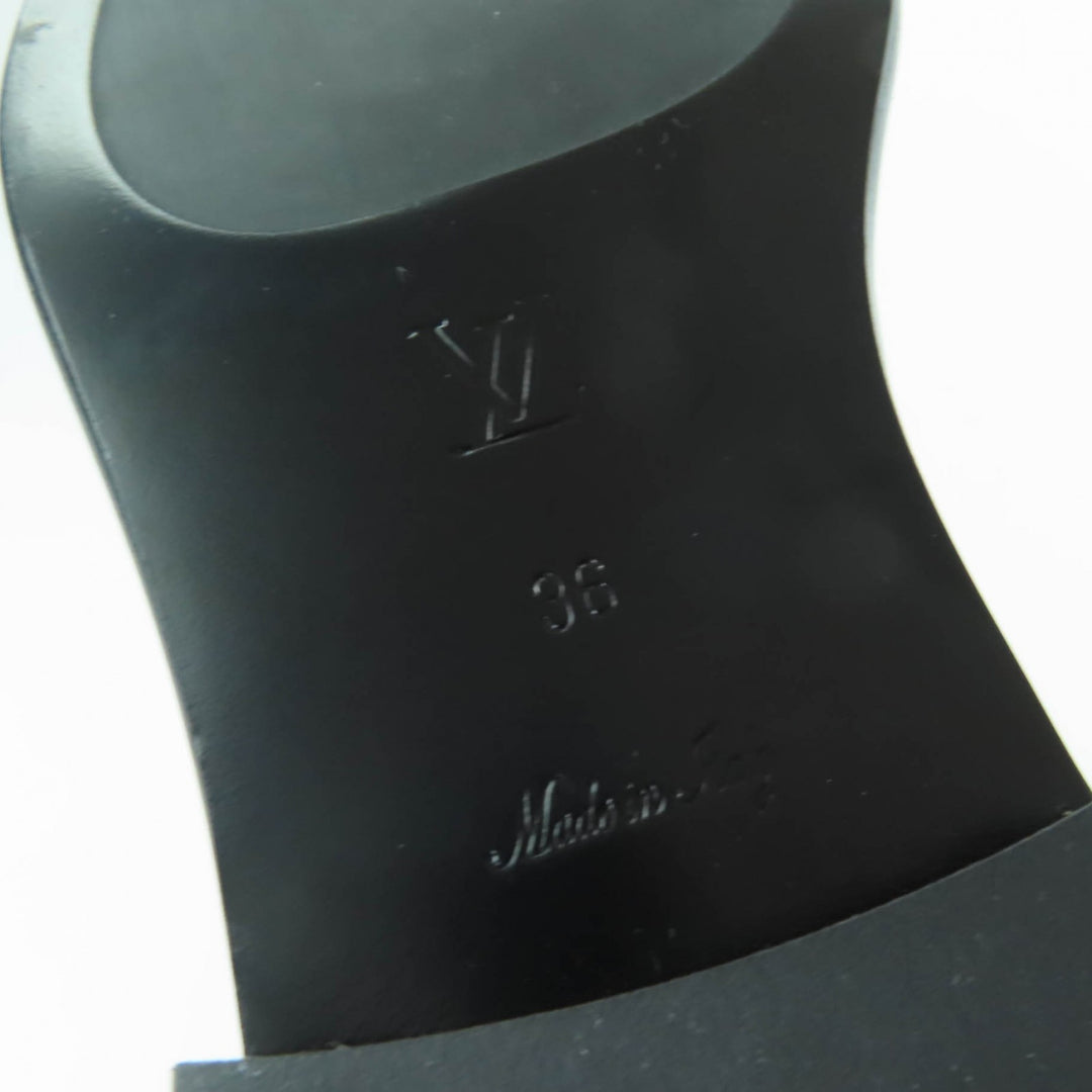 Excellent LOUIS VUITTON Knee-high boots LV logo leather black leather Women 36