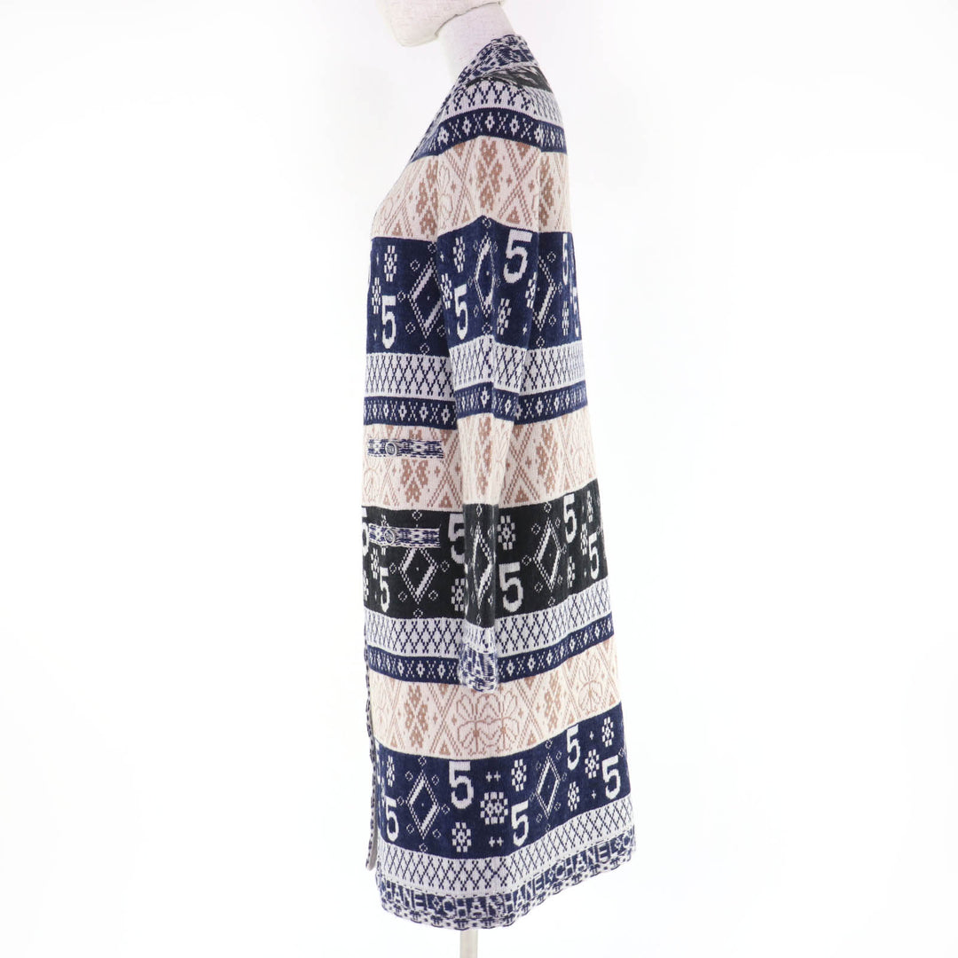 Excellent CHANEL cardigan COCO Button Logo Print Long cashmere 38 P65175K60935