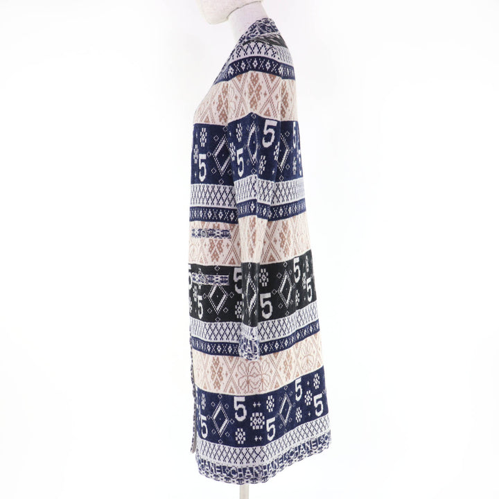 Excellent CHANEL cardigan COCO Button Logo Print Long cashmere 38 P65175K60935