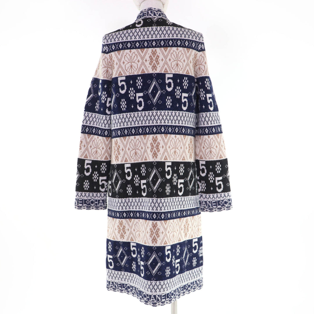 Excellent CHANEL cardigan COCO Button Logo Print Long cashmere 38 P65175K60935