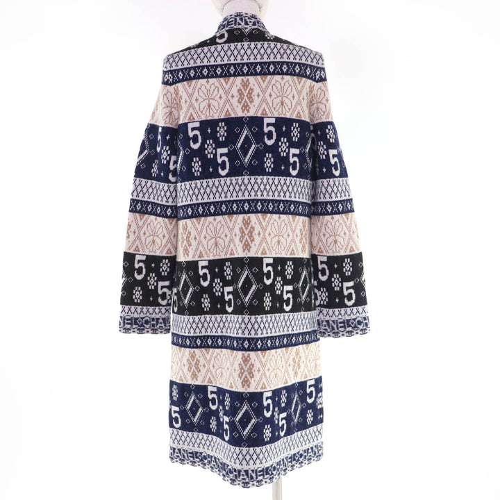 Excellent CHANEL cardigan COCO Button Logo Print Long cashmere 38 P65175K60935