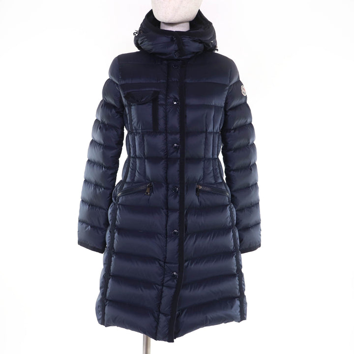 Excellent MONCLER down coat HERMINE Logo patch and hood ZIP UP Navy Women 0