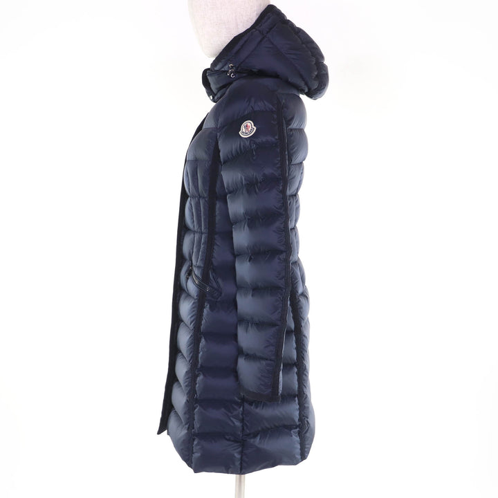 Excellent MONCLER down coat HERMINE Logo patch and hood ZIP UP Navy Women 0