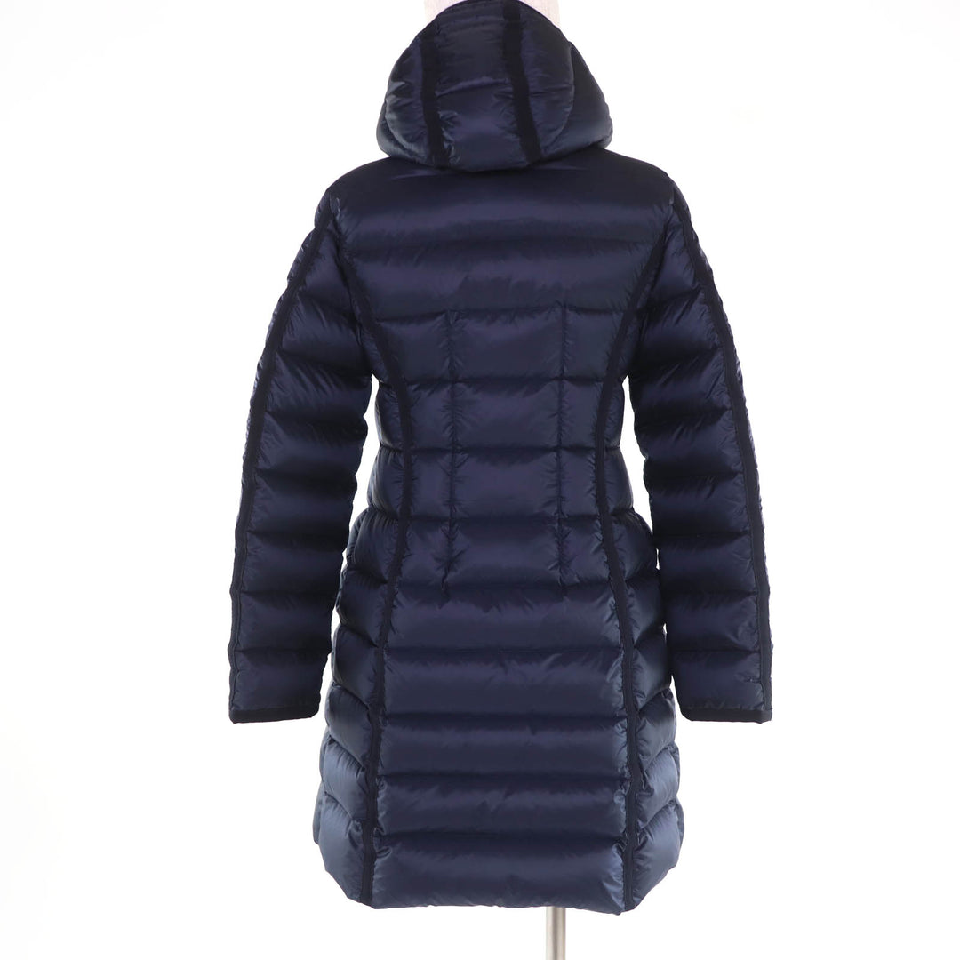 Excellent MONCLER down coat HERMINE Logo patch and hood ZIP UP Navy Women 0