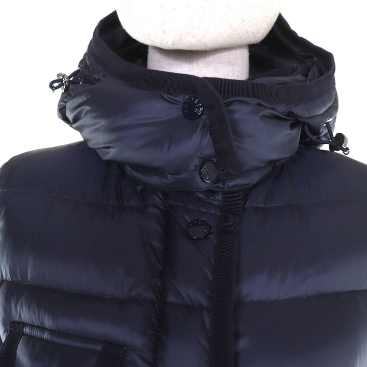 Excellent MONCLER down coat HERMINE Logo patch and hood ZIP UP Navy Women 0