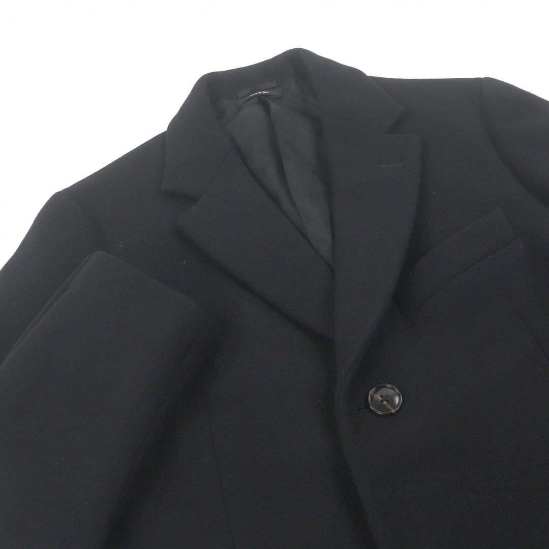 Excellent HERMES Chester coat Lambskin piping black cashmere mens 50