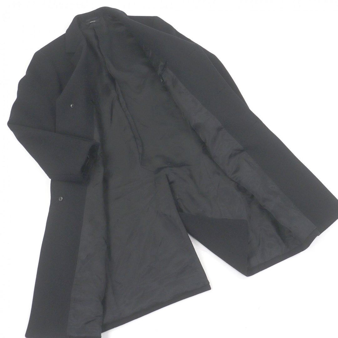 Excellent HERMES Chester coat Lambskin piping black cashmere mens 50