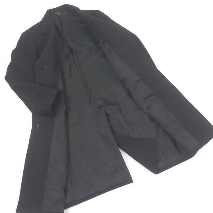 Excellent HERMES Chester coat Lambskin piping black cashmere mens 50