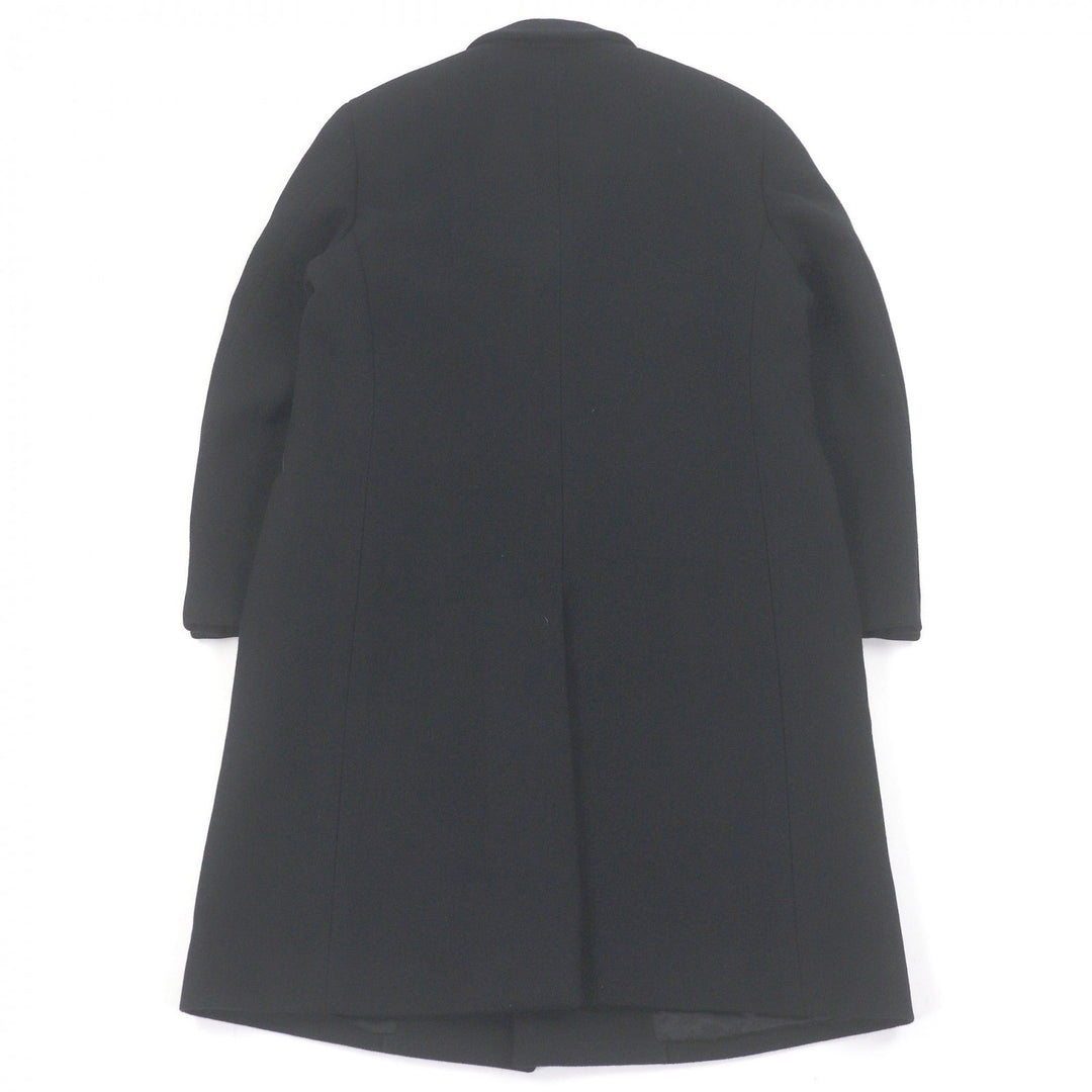Excellent HERMES Chester coat Lambskin piping black cashmere mens 50