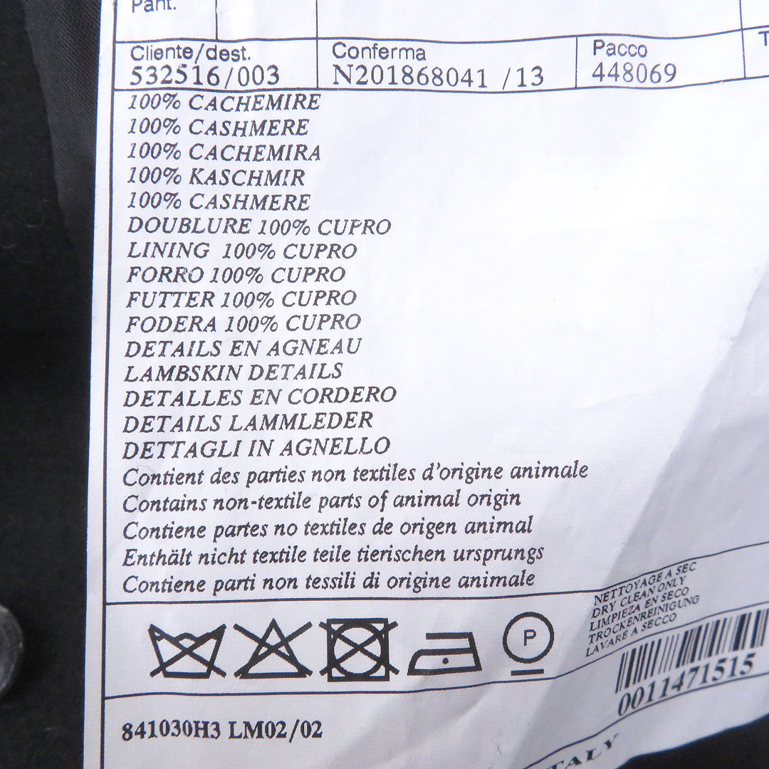 Excellent HERMES Chester coat Lambskin piping black cashmere mens 50