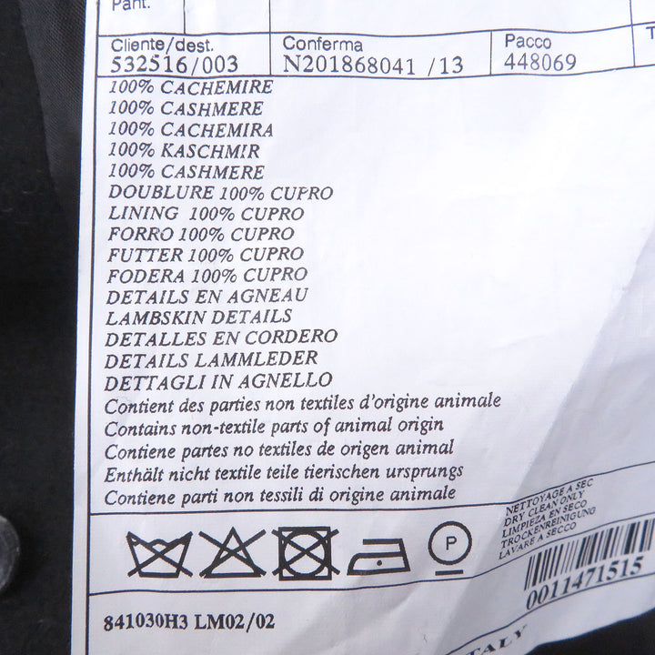 Excellent HERMES Chester coat Lambskin piping black cashmere mens 50