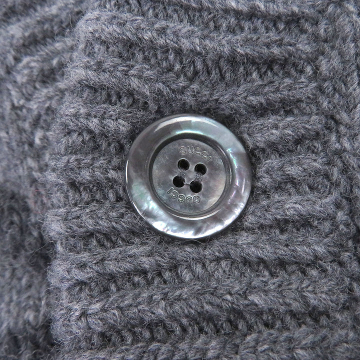 Excellent GUCCI cardigan Jumbo GG logo knit gray wool mens XS