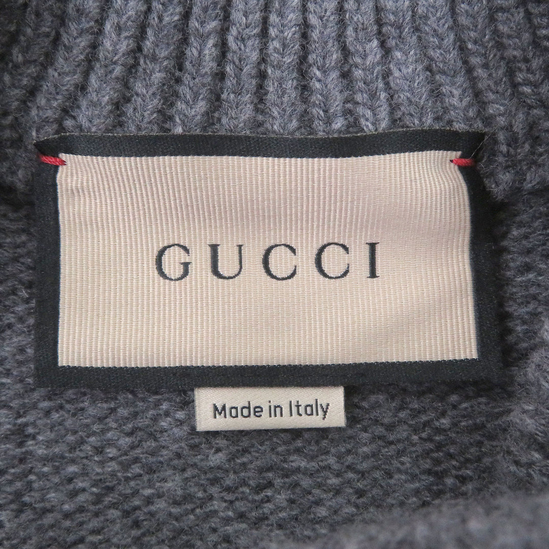 Excellent GUCCI cardigan Jumbo GG logo knit gray wool mens XS