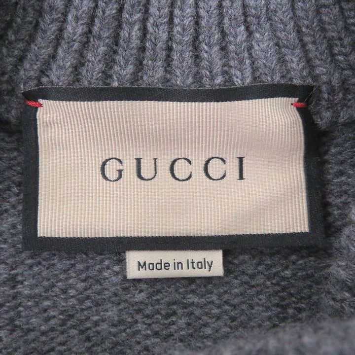 Excellent GUCCI cardigan Jumbo GG logo knit gray wool mens XS
