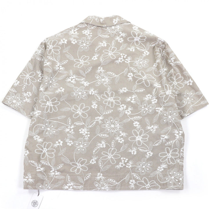 Pristine HERMES Short sleeve shirt Fleurs technique Open color beige