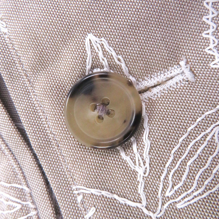 Pristine HERMES Short sleeve shirt Fleurs technique Open color beige