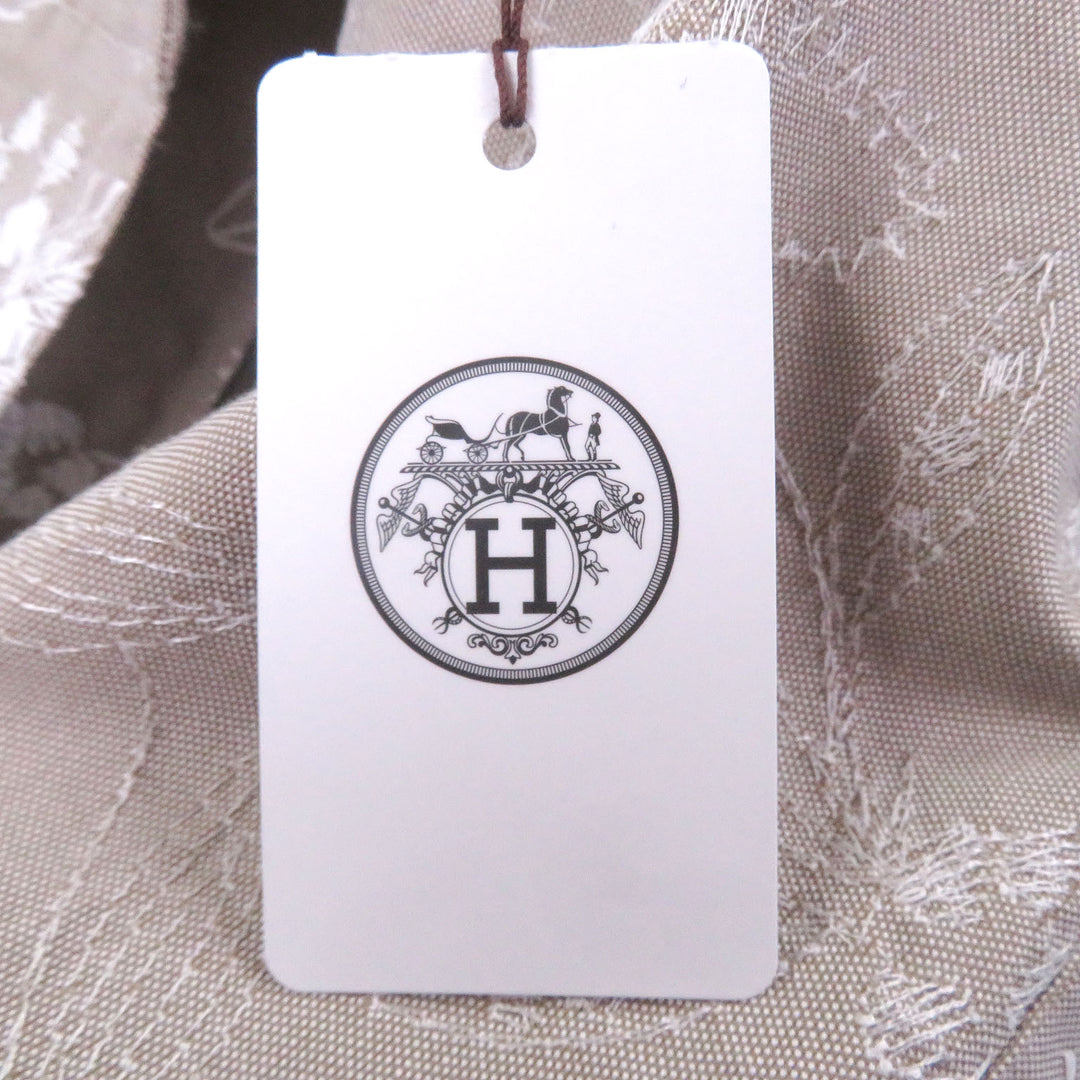 Pristine HERMES Short sleeve shirt Fleurs technique Open color beige
