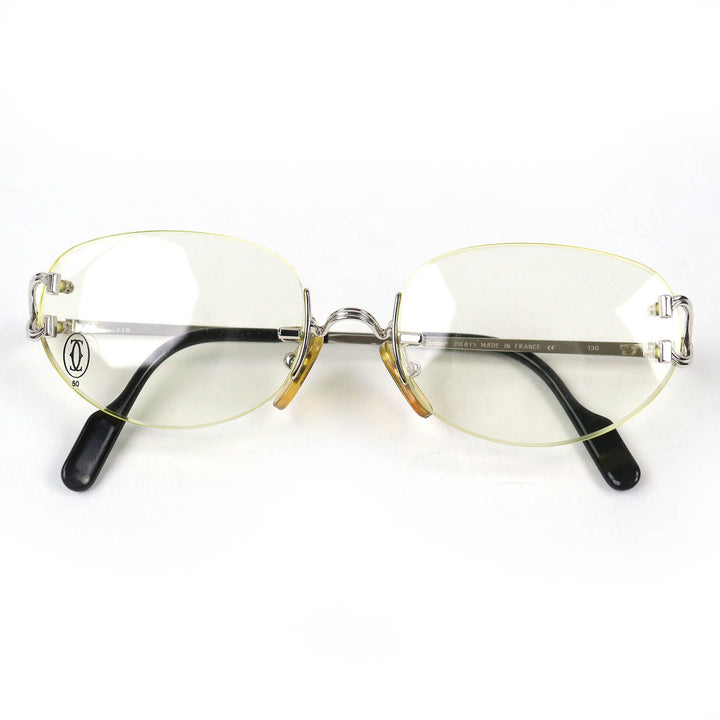 Great Cartier Glasses Trinity Two-Point Rimless Silver mens