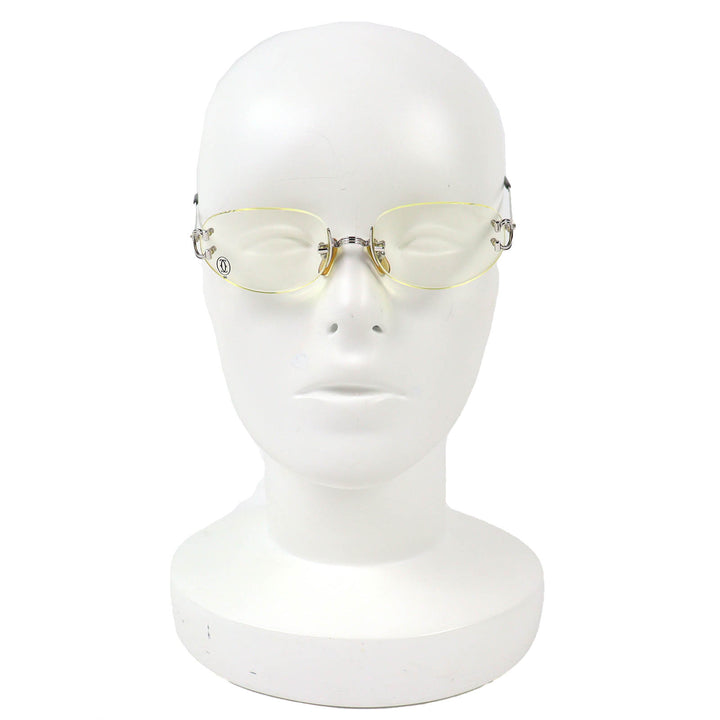 Great Cartier Glasses Trinity Two-Point Rimless Silver mens