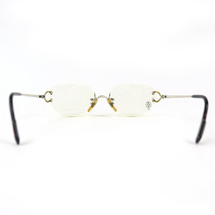 Great Cartier Glasses Trinity Two-Point Rimless Silver mens