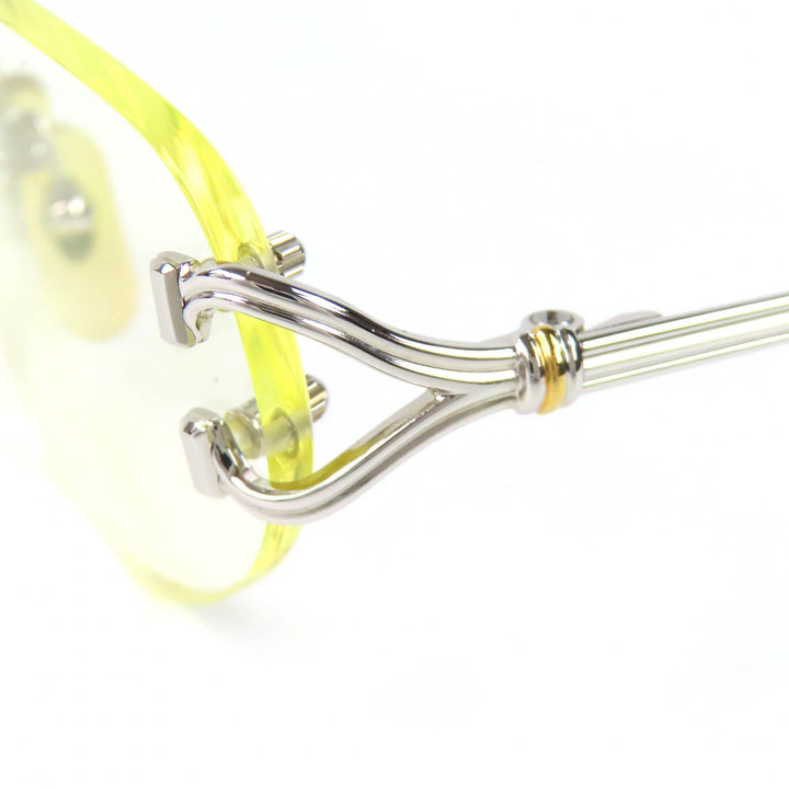 Great Cartier Glasses Trinity Two-Point Rimless Silver mens