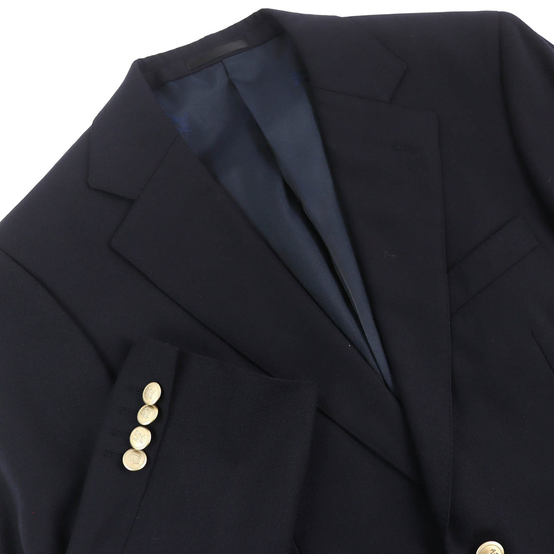 Excellent BURBERRY LONDON blazer Gold logo button single tailored jacket Navy