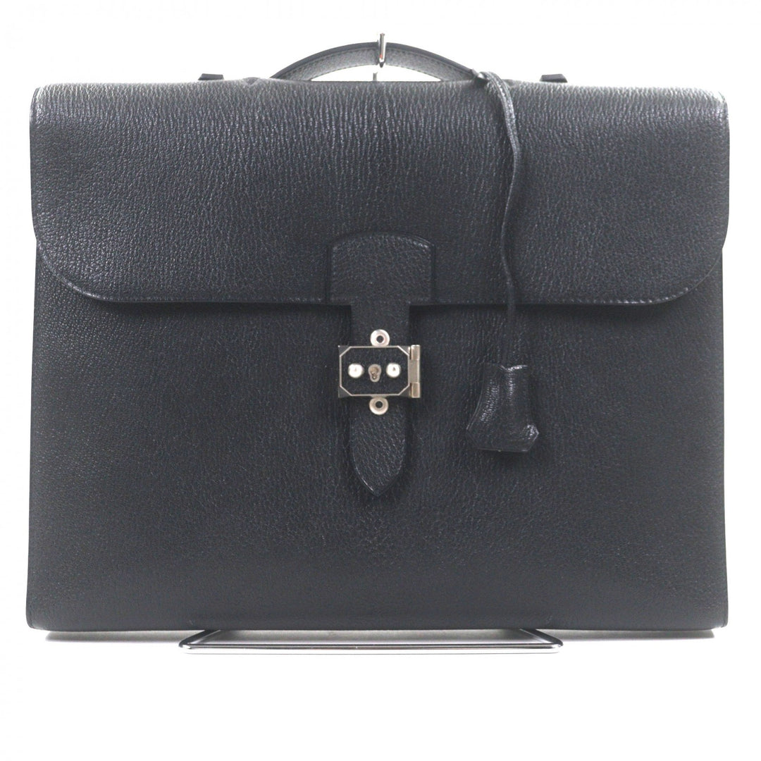 Pristine HERMES Briefcase Sac Adepeche Lite 1-37 black Shave mens
