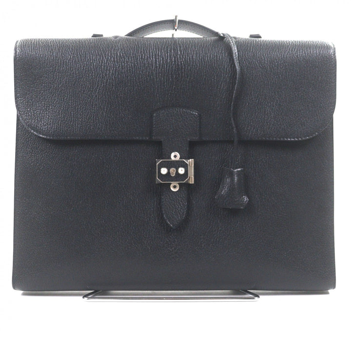 Pristine HERMES Briefcase Sac Adepeche Lite 1-37 black Shave mens