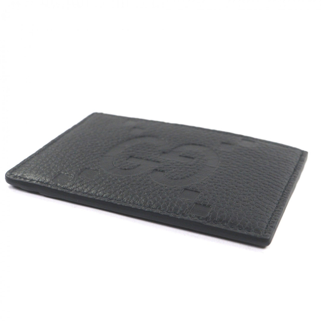 Excellent GUCCI Card Case Jumbo GG Pass Case black leather mens 812681